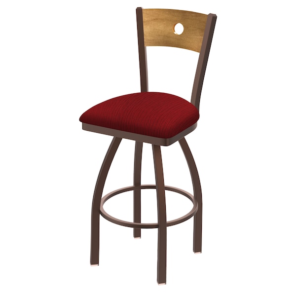 25" Swivel Counter Stool, Bronze Finish, Med Back, Graph Ruby Seat